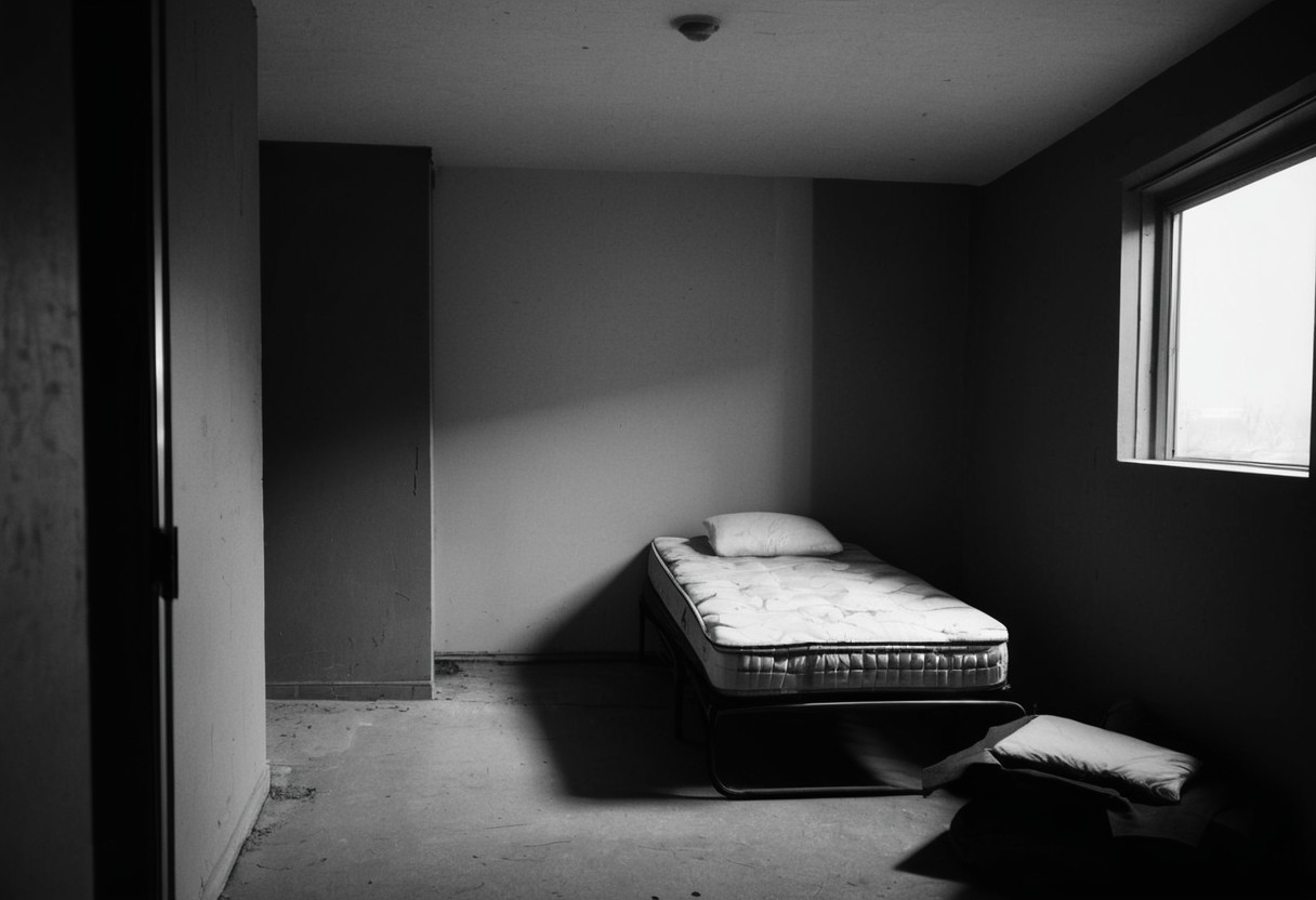 A living room with one chair