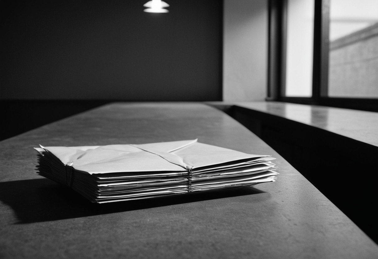 A stack of unopened mail on a table